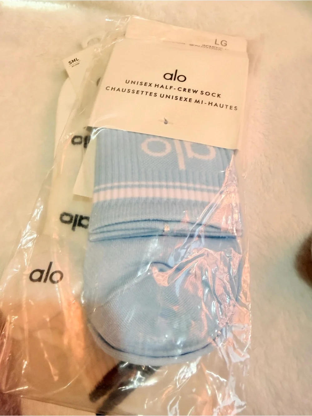 ALO Yoga Light Blue Unisex Half-Crew Athletic Socks